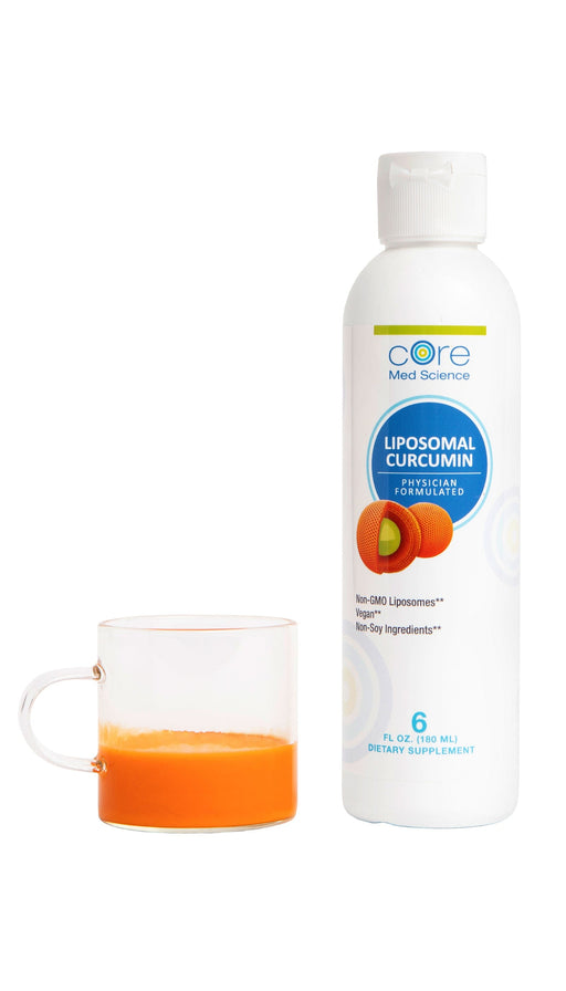 Bottle of Core Med Science Liposomal Curcumin - with sample