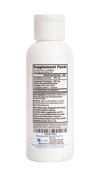 Bottle of Core Med Science Liposomal Glutathione - Ingredients