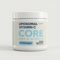 White jar with blue label containing 270 liposomal vitamin C softgels, 1000 mg per serving.