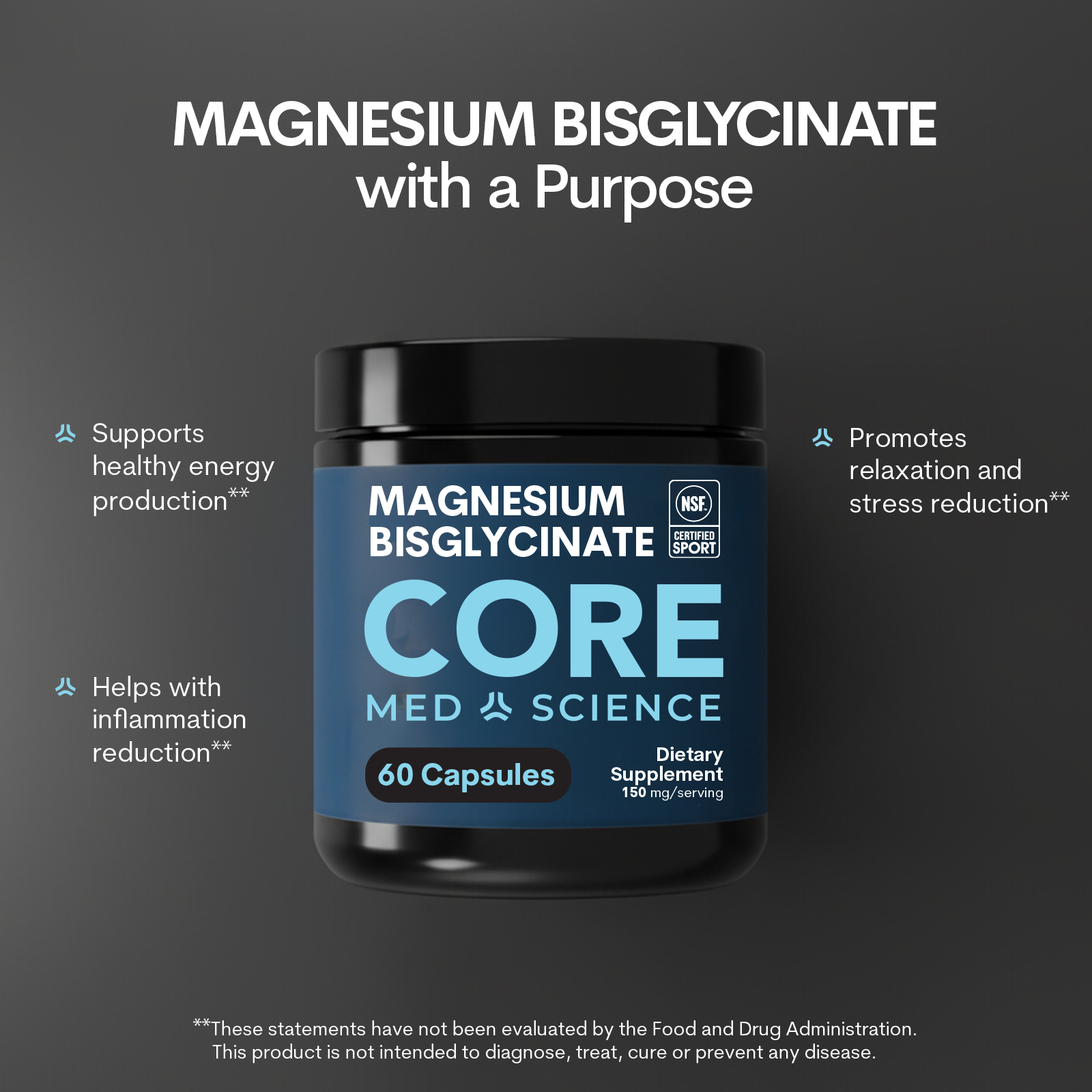 Magnesium Bisglycinate Bottle 60CT Capsules