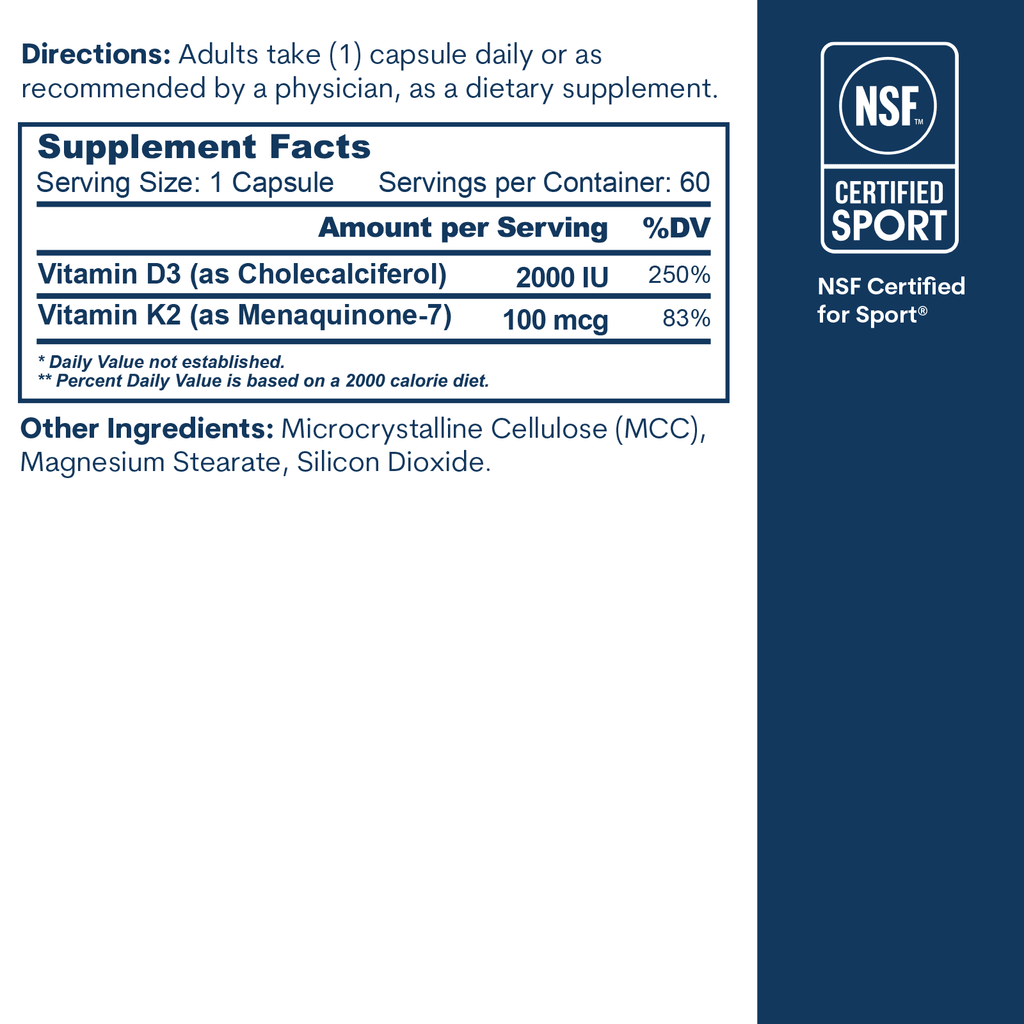 Vitamin D3-2000 K2 60CT Capsules
