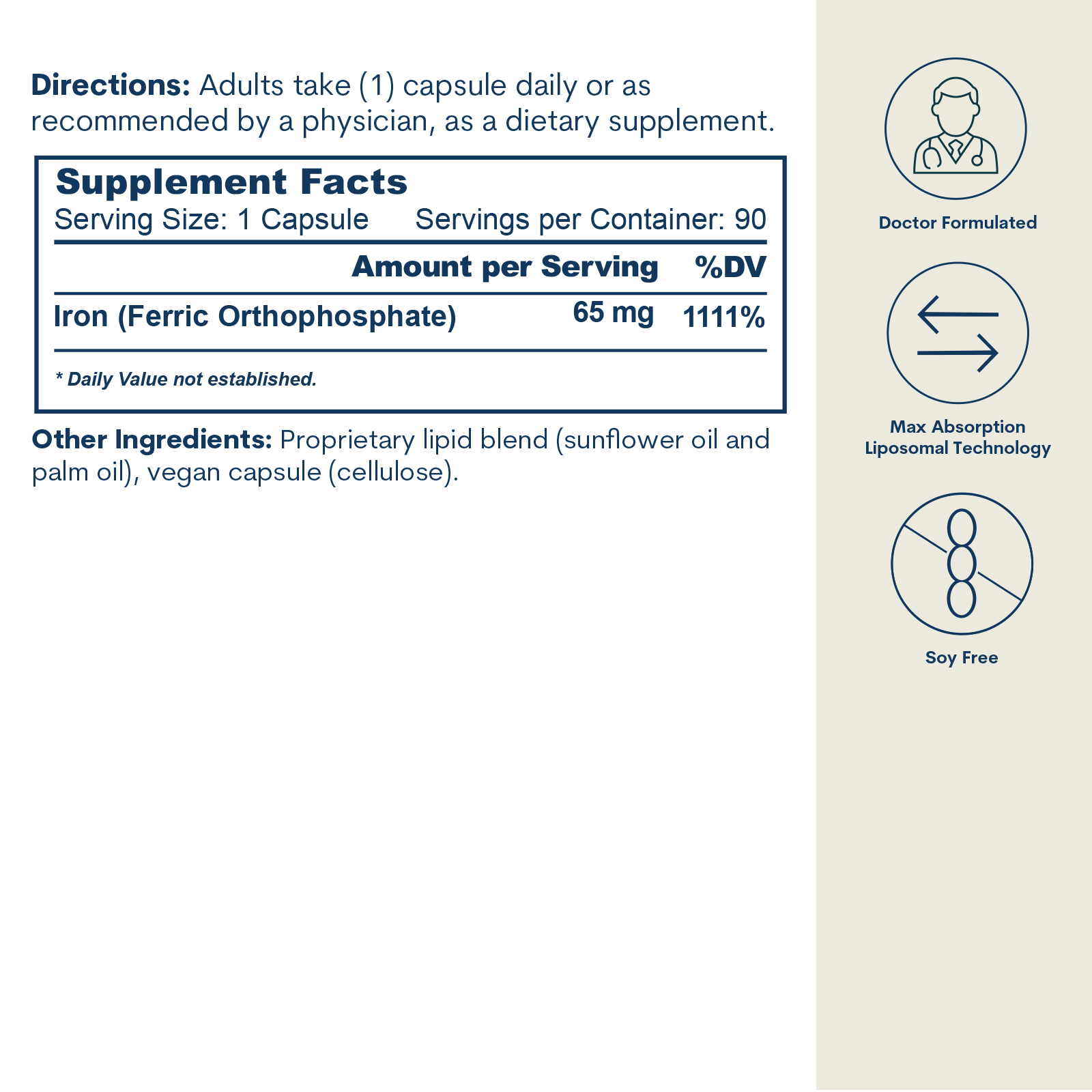 Liposomal Iron - Capsules (90 Count/90 Servings)