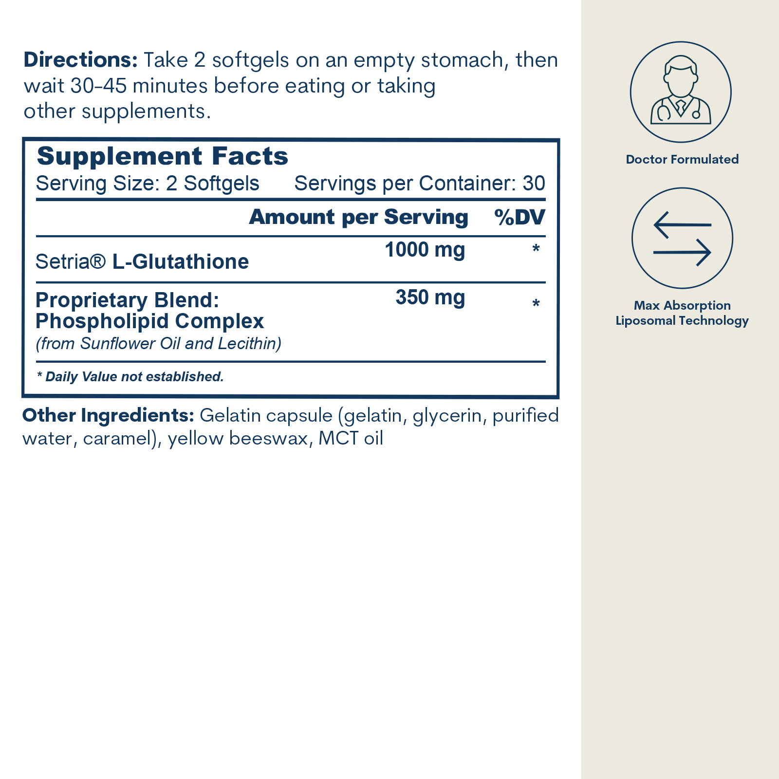 Liposomal Glutathione - Softgels (60 Count / 30 Servings)
