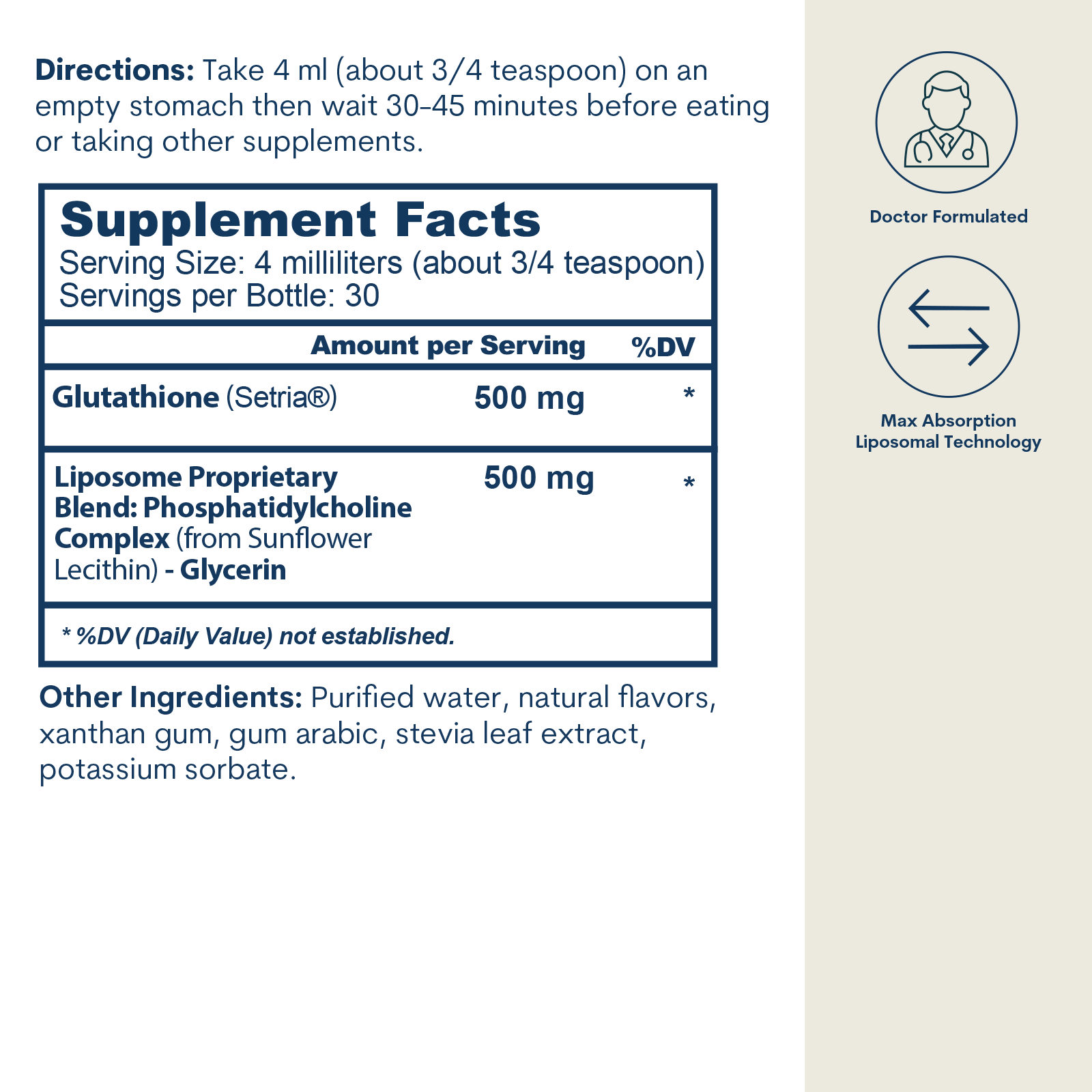 Liquid Liposomal Glutathione (4 FL OZ/ 30 Servings)