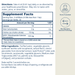 Liquid supplement bottle label showing directions, supplement facts including 100mg NAD+ per serving, and ingredients list wi