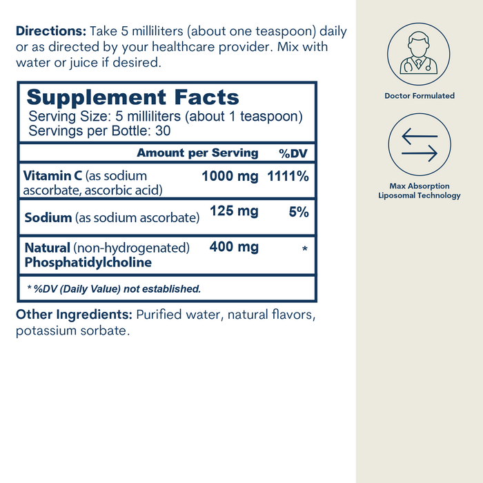 Liposomal Vitamin C - Liquid - Original Orange Formula  (5 FL OZ / 30 Servings)
