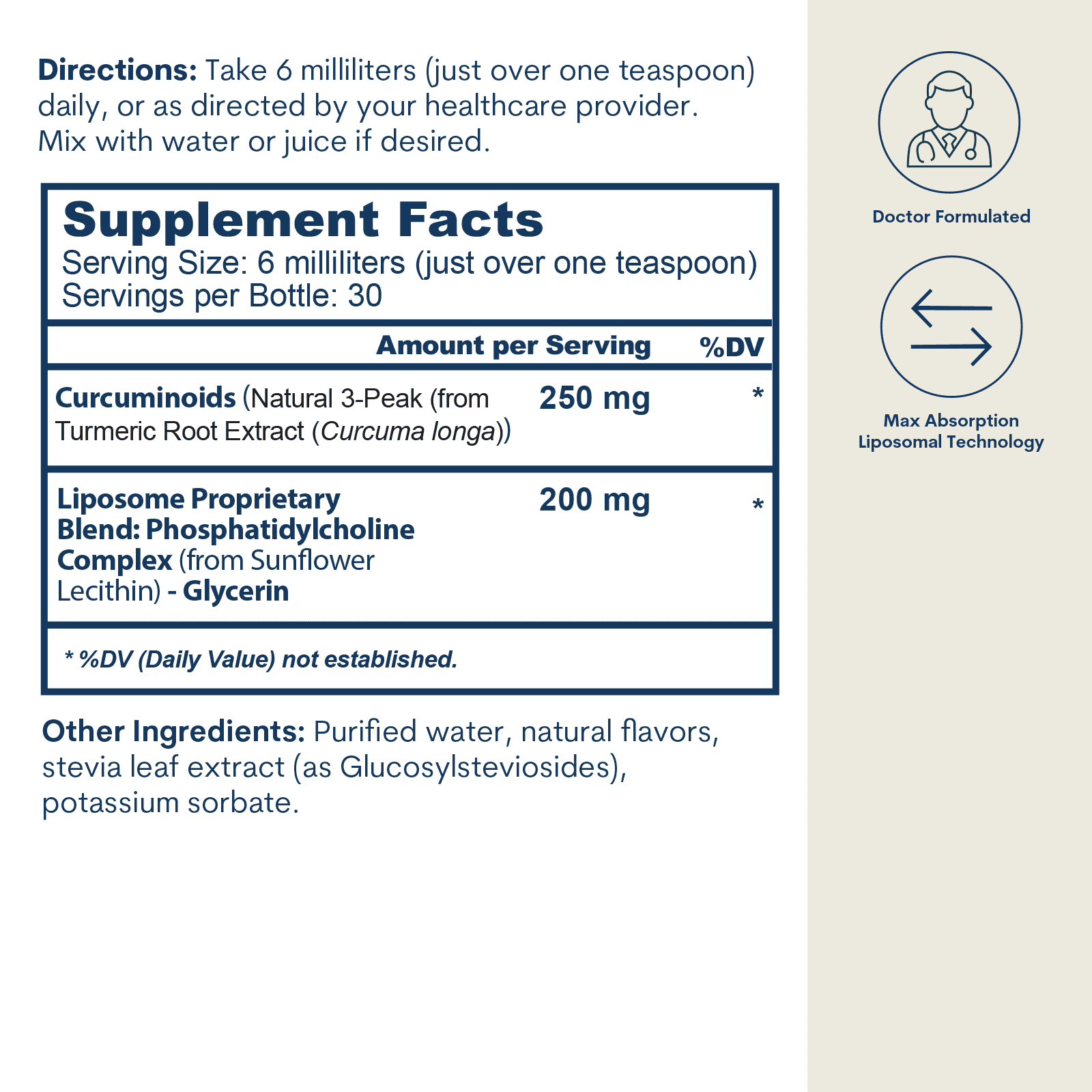 Liposomal Curcumin 250 mg - Liquid (6 FL OZ/ 30 Servings)