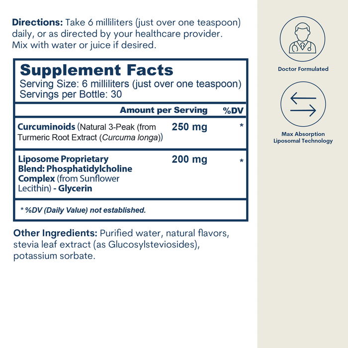 Liposomal Curcumin 250 mg - Liquid (6 FL OZ/ 30 Servings)