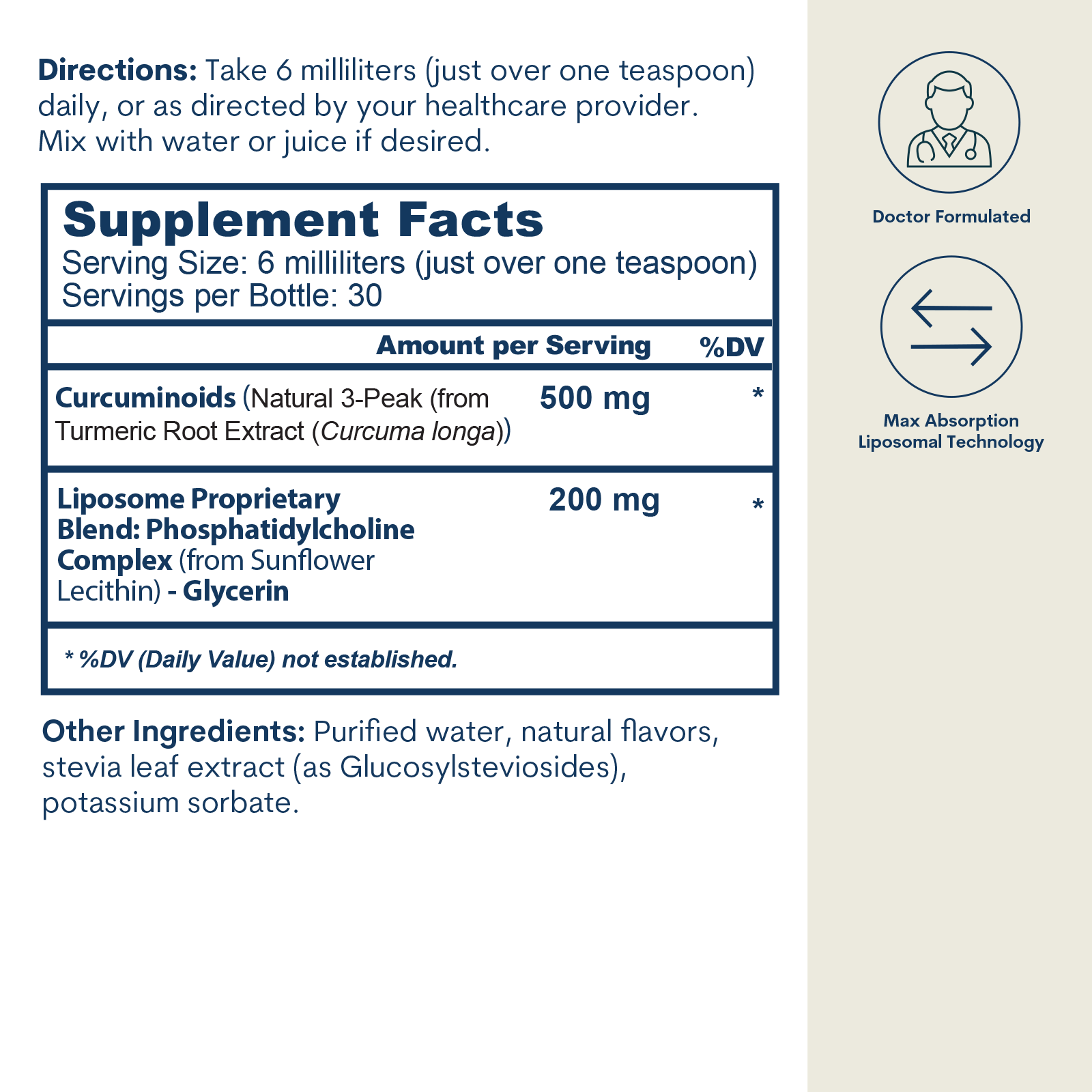 Liposomal Curcumin 250 mg - Liquid (6 FL OZ/ 30 Servings)