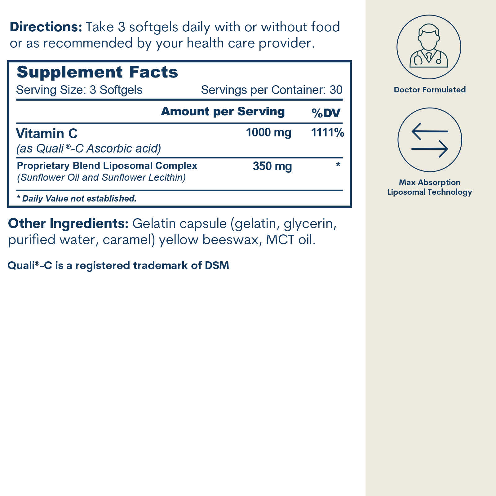 Liposomal Vitamin C - Softgels (90 Count/ 30 Servings)