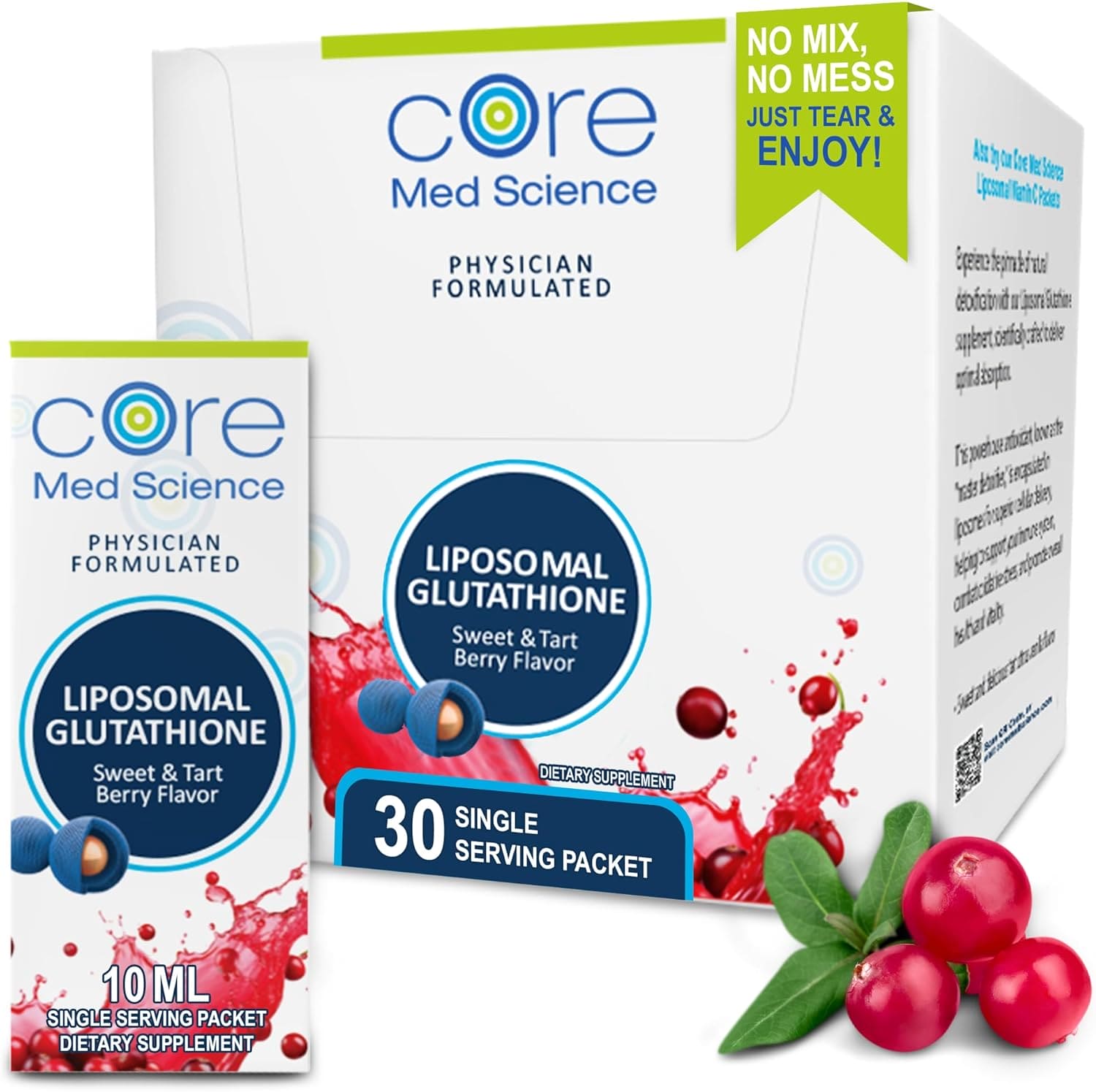 Liquid Liposomal Glutathione Single Serve 30pk - Sweet and Tart Berry Flavor