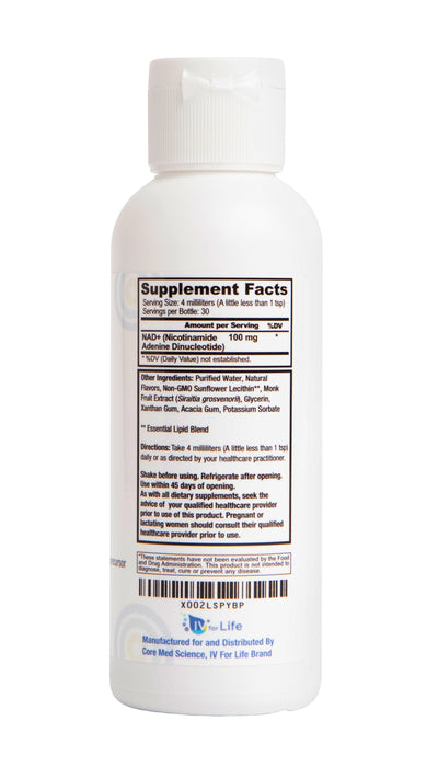 Bottle of Core Med Science Liposomal NAD+ - Ingredients